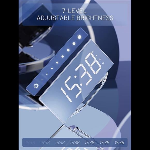 Mirror Clocks for Bedrooms with Battery Backup,8.7’’ Large Display - Picture 4 of 7